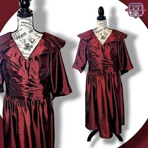 JJs House Burgundy Red Iridescent Half Sleeve Party Dress
